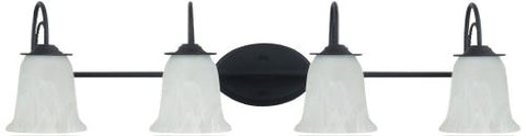 Sea Gull Lighting 44894-839 Bath Vanity with Etched White Alabaster Glass Shades, Blacksmith Finish