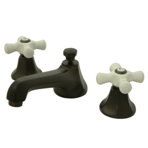 Kingston Brass KS4465PX Metropolitan Widespread Lavatory Faucet with Porcelain Cross Handle, Oil Rubbed Bronze