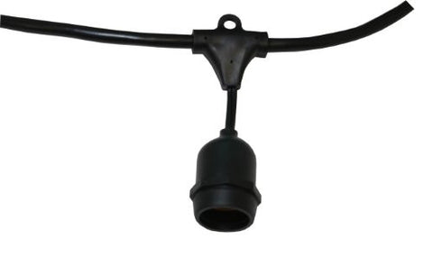 American Lighting LS-MS-24-100-BK Commercial Grade Light String with 50-Sockets, Medium Base Suspended, 100-Feet