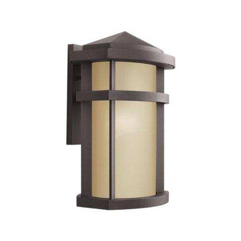 Kichler Lighting 11069AZ Lantana 1-Light Fluorescent Outdoor Wall Mount Lantern, Architectural Bronze with Light Umber Glass