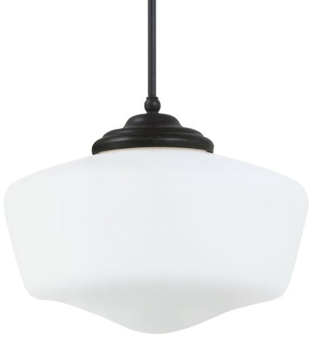 Sea Gull Lighting 65439-782 Pendant with White Schoolhouse Glass Shades, Heirloom Bronze Finish
