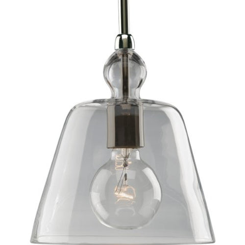 Progress Lighting P5184-104 1-Light Stem Hung Mini-Pendant with Clear Glass, Polished Nickel