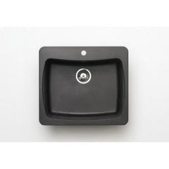 Pegasus AL10MB 25-Inch by 22-Inch Granite Single Bowl Kitchen Sink, Metallic Black