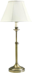 House Of Troy CL250-AB Club Collection Portable Table Lamp with Adjustable Height, Antique Brass with Off White Soft Shade