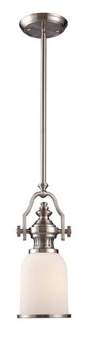 Elk 66122-1 Chadwick 1-Light 16-1/2-Inch Pendant, Satin Nickel With White Glass