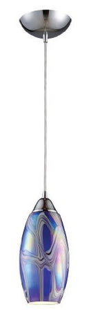 Elk 10076/1SBI Iridescence 1-Light Storm Blue Pendant In Satin Nickel