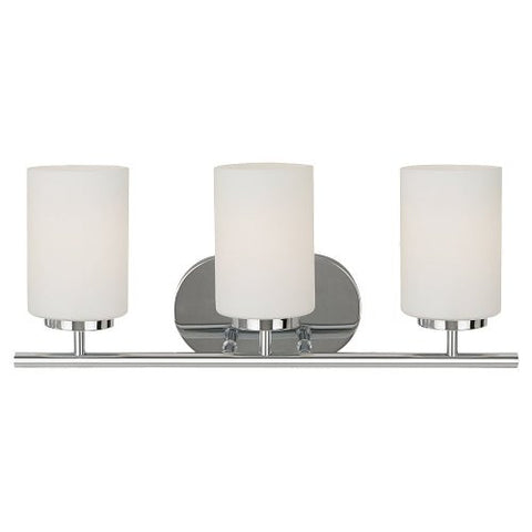 Sea Gull Lighting 41162BLE05 3-Light Oslo Wall/Bath, Chrome Finish with Cased Opal Etched Glass