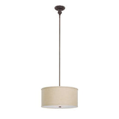 Capital Lighting 3910BB-456 Midtown Collection 3-Light Pendant, Burnished Bronze Finish with Beige Fabric Shade and Frosted Glass Diffuser