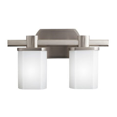 5052NI Modern 2LT Vanity Fixture, Brushed Nickel Finish with Opal Etched Glass