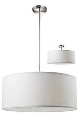 Z-Lite 171-24W-C Albion Three Light Pendant, Metal Frame, Brushed Nickel Finish and White Linen Shade of Fabric Material