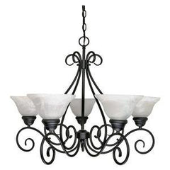 Nuvo 60/380 5 Light Chandelier with Alabaster Glass