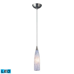 Elk 501-1SW-LED Lungo 1-LED Light Pendant with Snow White Glass Shade, 3 by 13-Inch, Satin Nickel Finish