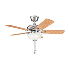 Kichler Lighting 337014BSS Sutter Place Select 42-Inch Ceiling Fan, Brushed Stainless Steel Finish with Reversible Light Oak/Medium Oak Blades and Light Kit