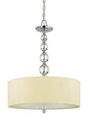Quoizel DW1824C Downtown 4-Light Chandelier with Cream Drum Shade, Polished Chrome