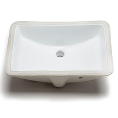 Hahn Ceramic VC008 Large Rectangular Ceramic Bathroom Sink, White