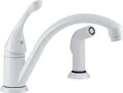 Delta 441-WH-DST Collins Single Handle Kitchen Faucet with Spray, White