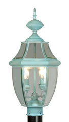 Livex Lighting 2254-06 Outdoor Post with Clear Beveled Glass Shades, Verdigris