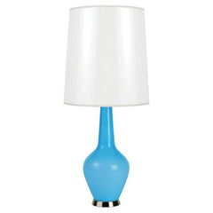 Robert Abbey BL730 Lamps with Translucent Ceramik Blanco Parchment Shades, Blue Cased Glass/Polished Nickel Finish