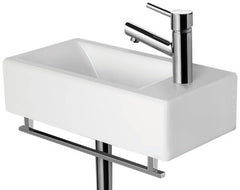 ALFI brand AB108 Modern Rectangular Wall Mounted Ceramic Bathroom Sink Basin, White