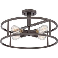 Quoizel NHR1718WT New Harbor with Western Bronze Finish and Extra Large Semi Flush Mount, Brown