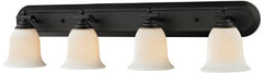 Z-Lite 703-4V-MB Lagoon Four Light Vanity Light, Steel Frame, Matte Black Finish and Matte Opal Shade of Glass Material