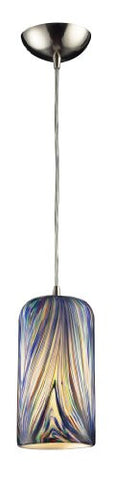 Elk 544-1MO 1-Light Pendant In Satin Nickel and Molten Ocean Glass