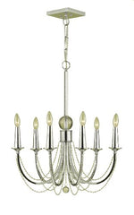 Candice Olson Shelby 6 x 60-Watt Light Candle Base Chandelier, Chrome with Crystal Ornament and Clear Beads