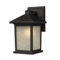 Z-Lite 507S-BK Holbrook Outdoor Wall Light, Metal Frame, Black Finish and White Seedy Shade of Glass Material