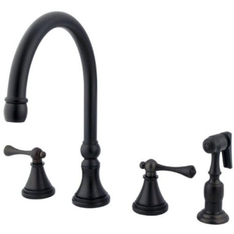 Kingston Brass KS2795BLBS 8-Inch Deck Mount Kitchen Faucet With Brass Sprayer, Oil Rubbed Bronze