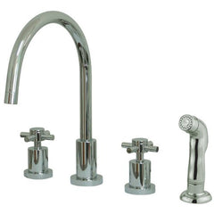 Kingston Brass KS8721DX Concord Widespread Kitchen Faucet With Sprayer, Polished Chrome