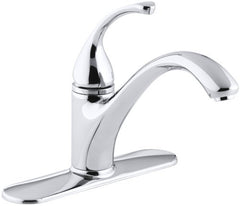 KOHLER K-10411-CP Forte Single Control Kitchen Sink Faucet with Escutcheon and Lever Handle, Polished Chrome