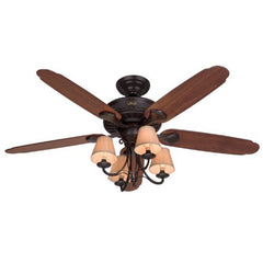 Hunter 22710 Cortland 54-Inch Ceiling Fan with Optional Light and 5 Dark-Cherry/Walnut-Oak Blades, New Bronze