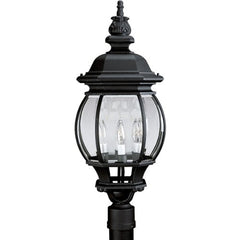 Progress Lighting P5401-31 4-Light Post Lantern with Clear Beveled Glass, Textured Black