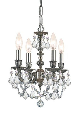 5504-PW-CL-MWP Gramercy 4LT Mini-Chandelier, Pewter Finish with Clear Hand Cut Crystal