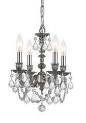 5504-PW-CL-MWP Gramercy 4LT Mini-Chandelier, Pewter Finish with Clear Hand Cut Crystal
