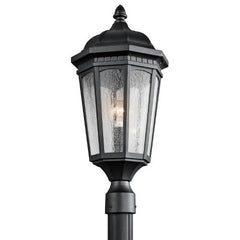 Kichler Lighting 9532BKT Courtyard 1-Light Outdoor Post Mount, Textured Black Finish with Etched Seedy Glass