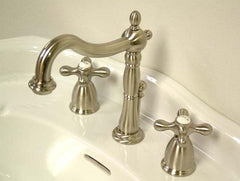 Kingston Brass KB1978AX Heritage Widespread Lavatory Faucet with Metal Cross Handle, Satin Nickel