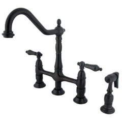 Kingston Brass KS1275ALBS Heritage 8-Inch Kitchen Faucet with Brass Sprayer, Oil Rubbed Bronze