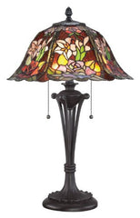 Quoizel TF1603TWT Tiffany Park Rose with Western Bronze Finish Table Lamp