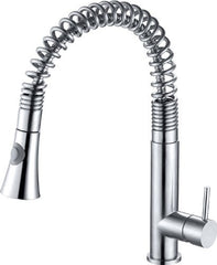 ALFI brand AB2032 Solid Commercial Spring Kitchen Faucet with Pull Down Shower Spray, Stainless Steel