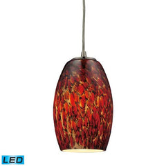 Elk 10220/1EMB-LED Maui 1-LED Light Pendant with Ember Glass Shade, 5 by 8-Inch, Satin Nickel Finish