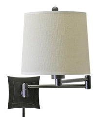 House of Troy WS752-OB 14-Inch Swing-Arm Squared Wall Lamp Oil Rubbed Bronze with Off-white Linen Hardback Shade