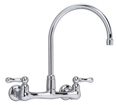American Standard 7293.152.002 Heritage Wall-Mount 12-Inch Swivel Spout Kitchen Faucet with Metal Lever Handles, Chrome