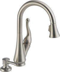 Delta 16968-SSSD-DST Talbott Single Handle Pull-Down Kitchen Faucet with Soap Dispenser, Stainless