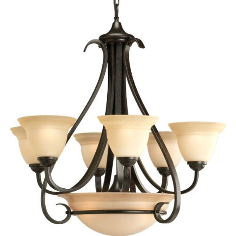 Progress Lighting P4417-77 6-Light Two-Tier Torino Chandelier, Forged Bronze