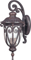 Nuvo 60/2062 Arm Down Wall Lantern with Clear Seeded Glass, Burlwood, Large