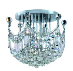 Elegant Lighting 8949F16C/RC Corona 15-Inch High 6-Light Flush Mount, Chrome Finish with Crystal (Clear) Royal Cut RC Crystal