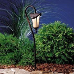 15313TZG Lafayette Lantern 1LT Incandescent/LED Hybrid Low Voltage Landscape Path and Spread Light, Tannery Bronze with Gold Accents and Linen Seedy Glass