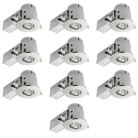 Globe Electric 90542 4-Inch Recessed Lighting Kit Combo-Pack, 10-Pack, Brushed Nickel